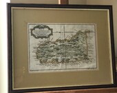 Framed Glazed Rare Jacques Bellin 39 s Antique Hand Coloured Engraving Map of St Lucia - Dated 1758