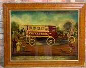 Superb Framed Reverse Glass Study Of The Enterprise , Steam Omnibus