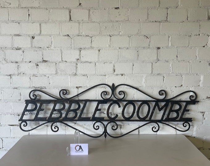 Superb Large Vintage Wrought Iron Pebblecoombe House Sign