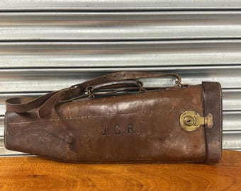 Antique Leather Leg of Mutton Shotgun Case – Initialled J.G.R – Brass Lock
