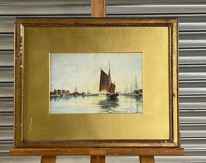 Original 19th Century Seascape Watercolour of Poole Harbour by Maurice Randall