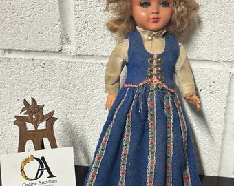 Vintage Continental Dressed Doll Circa 1960’s With Open And Shut Blue Eyes