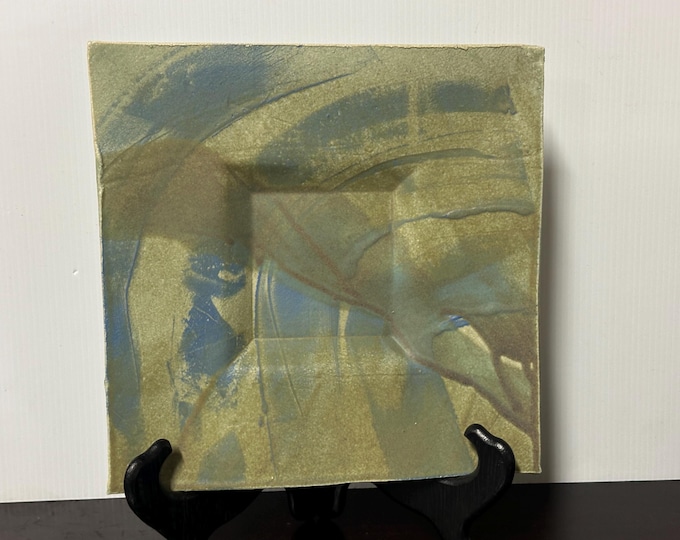 Deborah Hopson Wolpe Of Olney, Square Studio Pottery Wall Plate - Signed