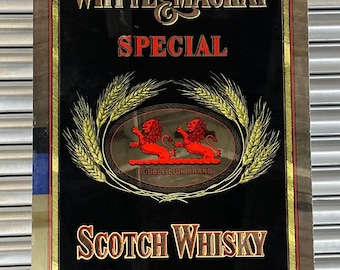Vintage Whyte & Mackay “Special” Scotch Whisky Mirror Advertising Sign – Double Lion Brand