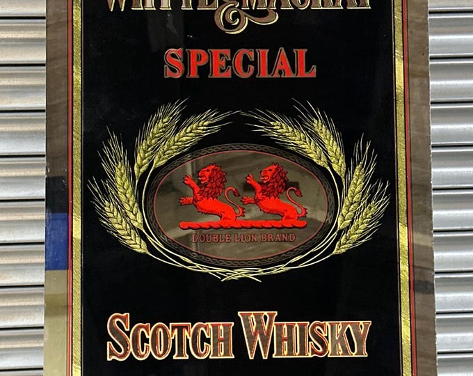 Vintage Whyte & Mackay “Special” Scotch Whisky Mirror Advertising Sign – Double Lion Brand