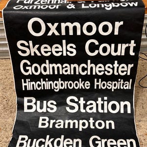 Vintage English Bus Destinations Scroll - Bedford Bedfordshire, Cambridgeshire and Hertfordshire