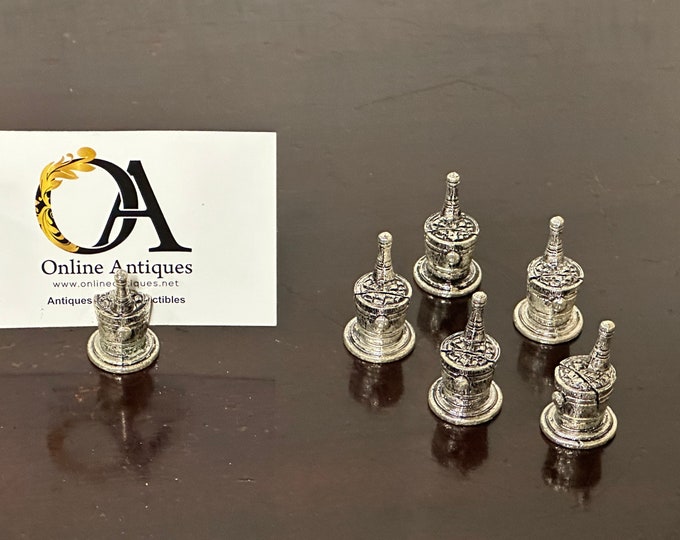 Beautiful Set Of Six White Metal Champagne Bucket Name Card Holders