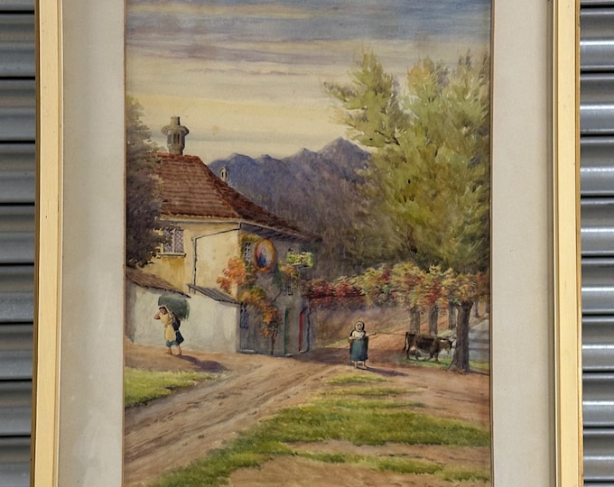 Original Antique c1900 Watercolour Of A Continental Landscape Scene By Stanley Creek
