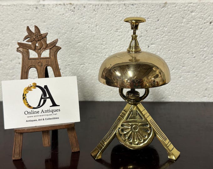 Delightful Antique 19thC Brass Table Bell In The Manner Of Christopher Dresser