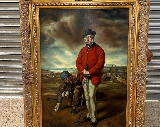 Very Large Original Oil Painting Of Golfer John Whyte-Melville At St Andrews Golf Club