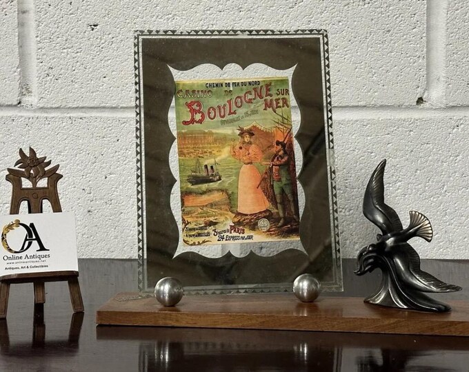 Gorgeous Antique French Art Deco Photo Frame With Bird Figurine