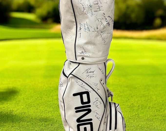 Ping Leather Golf Bag Signed by Players at the British Open Held at Royal St George’s in 1993 including the late great Seve Ballesteros