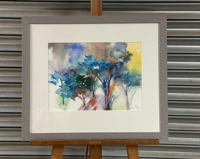 Beautiful Original Colourful Abstract Watercolour Of A Floral Display - Signed by the Artist