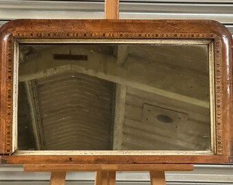 Stunning Smallish Antique Victorian Mahogany Inlaid Over Mantle/Hall mirror