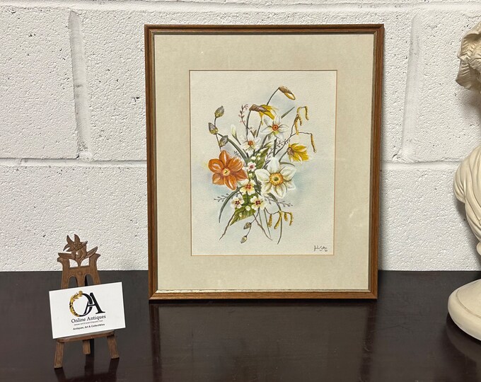 Beautiful Original Watercolor Of A Spray Of Flowers Signed Jackie Sutton 1987