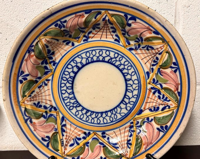 Beautiful Large 19thC French Quimper Style Faience Tin Glazed Hand Painted Charger