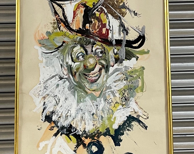 Fantastic c1960’s Maria Brilli Painting of a Clown Portrait