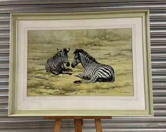 Superb Large David Shepherd Signed Print ‘African Children’ Of Zebra Foals