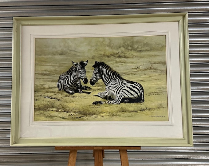 Superb Large David Shepherd Signed Print ‘African Children’ Of Zebra Foals