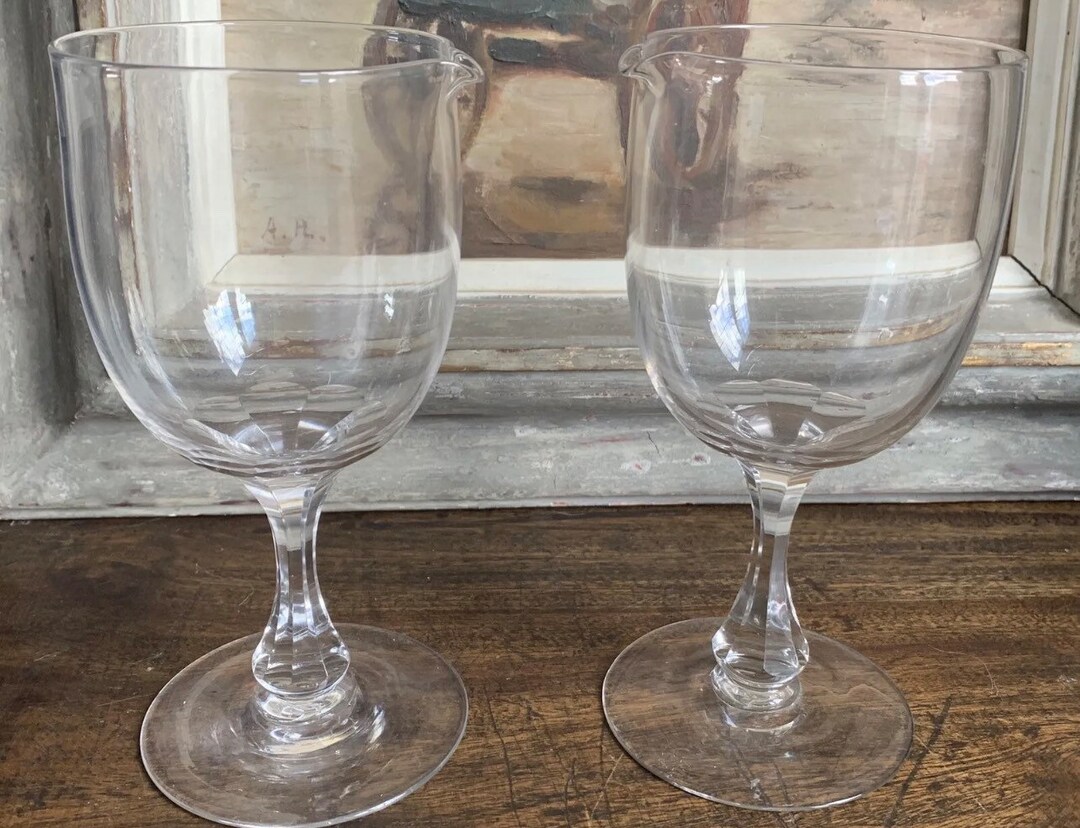 Pair of Antique 19th Century Wine Glasses With Spouts Etsy