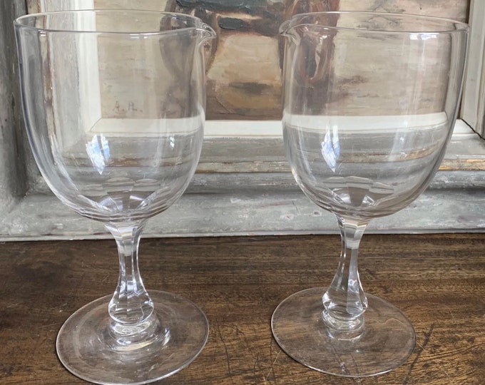 Pair Of Antique 19th Century Wine Glasses With Spouts