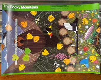 Rocky Mountains National Park Service Poster 1986 After Charley Harper, Beaver Wildlife Art