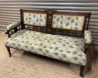 Lovely Edwardian Inlaid Two Seater Mahogany Sofa Chair - Requires Reupholstery