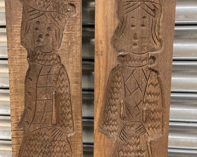 Pair Of Large Wooden Dutch Male And Female Figure Molds