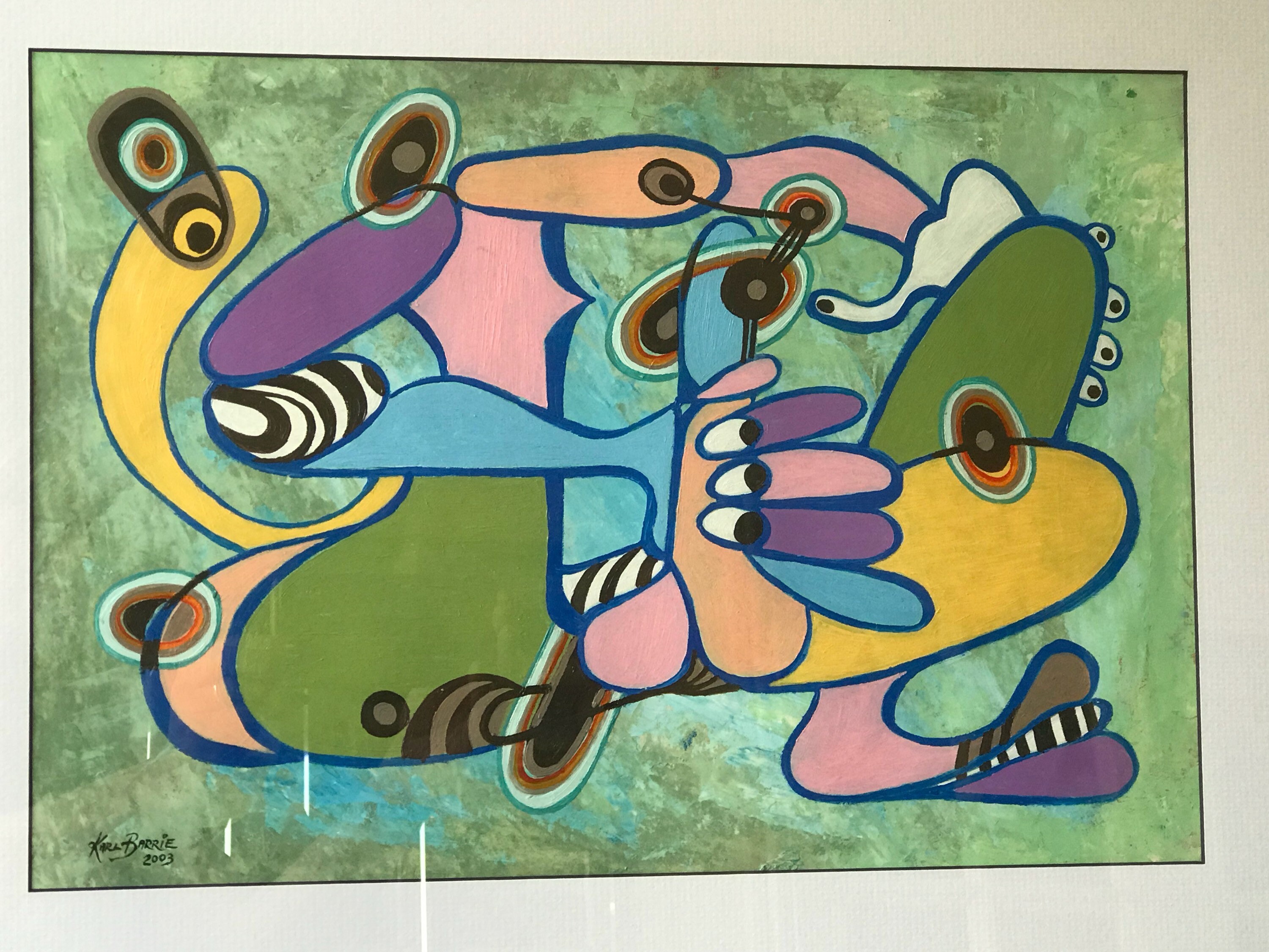 Framed And Glazed Abstract Oil Painting By Karl Barrie dated 2003