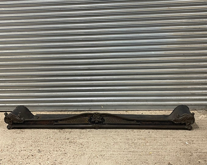 Very Large 19th Century Bronze Front Iron Fender / Fire Kerb With Ash Catcher Tray