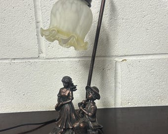 Lovely Vintage Wisdom Bingham Table Lamp Girl With Tambourine & Boy With Flute