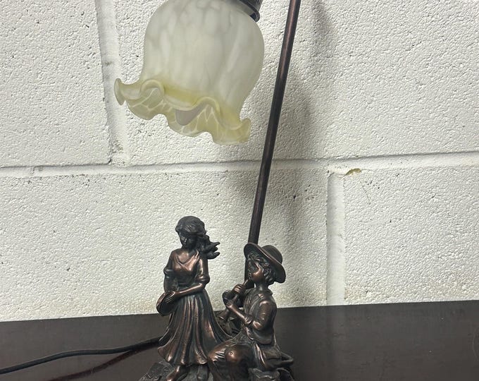 Lovely Vintage Wisdom Bingham Table Lamp Girl With Tambourine & Boy With Flute