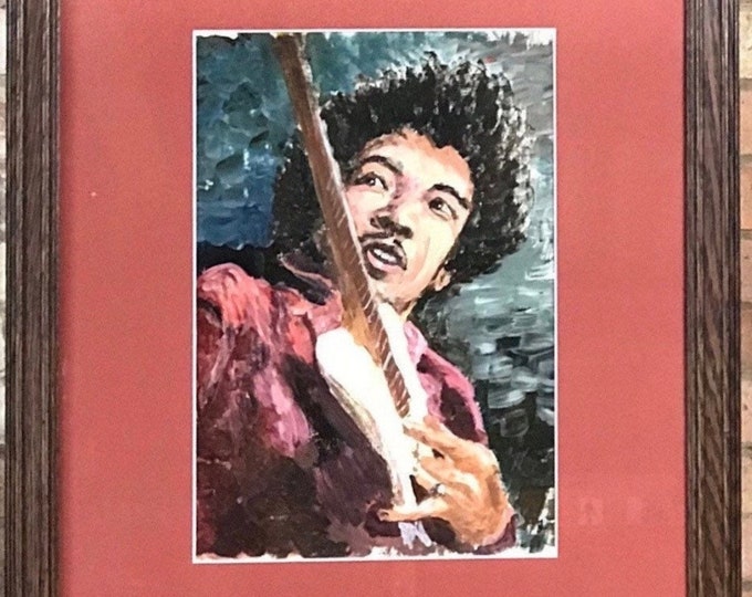 Fabulous Original Oil Painting of Phil Lynott, Thin Lizzy, circa 1970’s Monogrammed Bottom Right