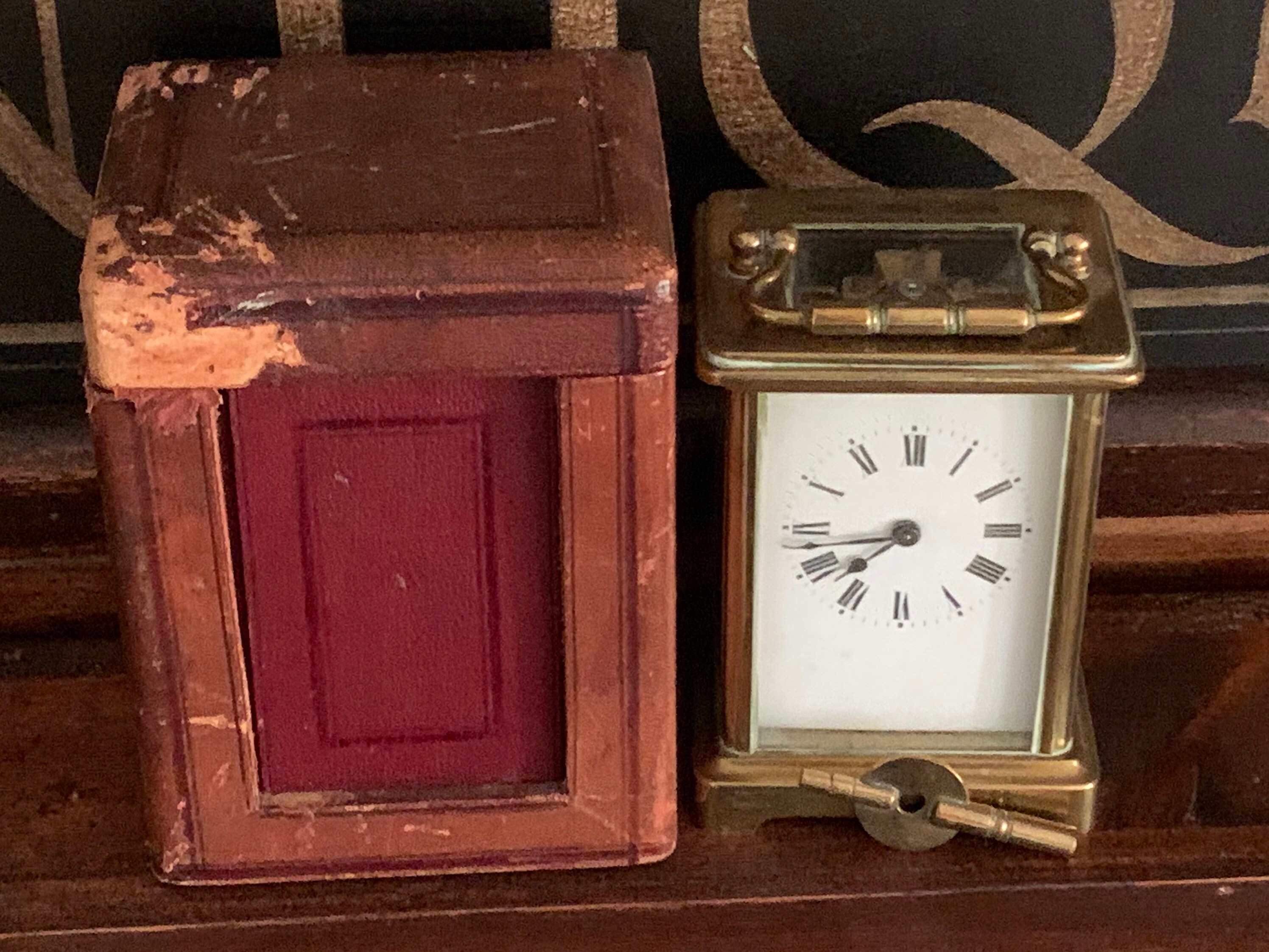 Lovely Antique French Carriage Clock With Leather Case And Key Etsy