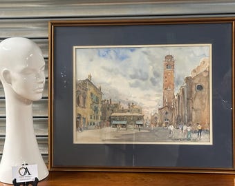 Original Watercolour – Venice, The Frari By Rowland de Winton Aldridge 1984