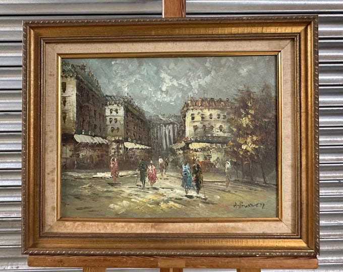Lovely Original Oil Painting Of A Parisian Scene Circa 1960’s Signed A Burnett
