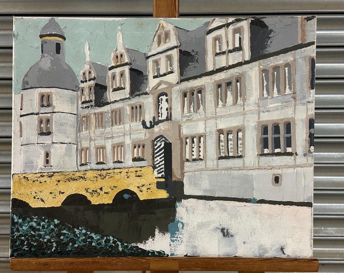 Original Vintage Oil Painting On Canvas Of Westfalen Garrison In Germany