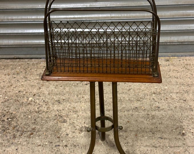 Quality Antique 19th Century Victorian Brass & Mahogany Revolving Magazine Stand