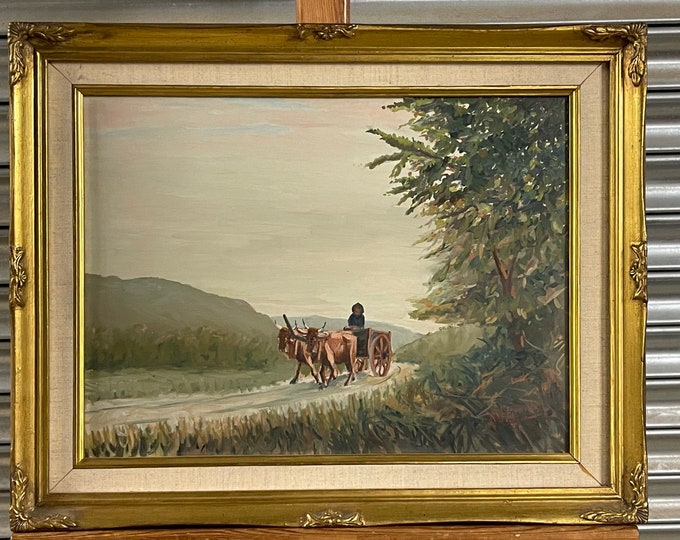 Beautiful Vintage Gilt Framed Original Oil Painting on Canvas By Italian Artist W Gennari