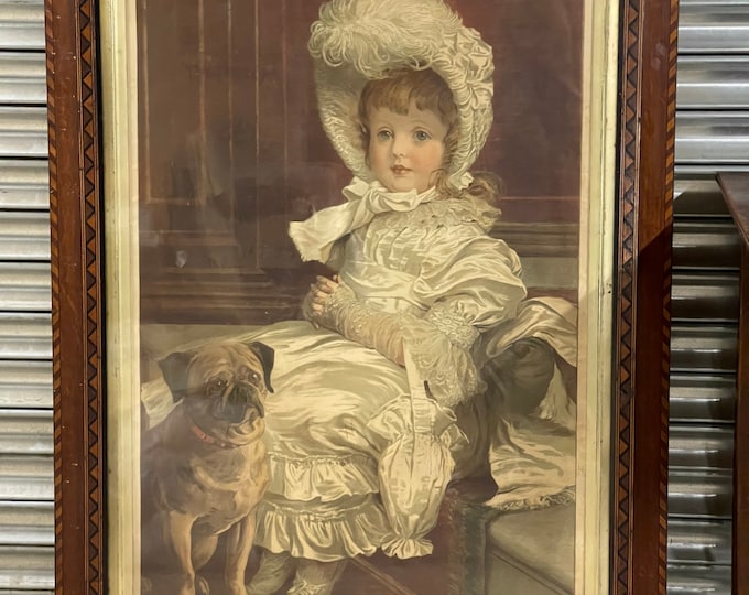 Beautiful Large 19th Century Parquetry Inlaid Framed Portrait ‘Quite Ready’ after Philip Richard Morris