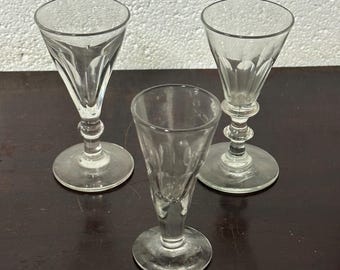 Three 19th Century Drinking Wine Glasses