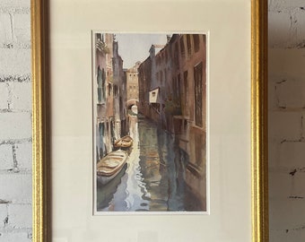 Original Watercolour by Artist, Trevor Waugh titled ‘Sunlit Backstreet’ Venice