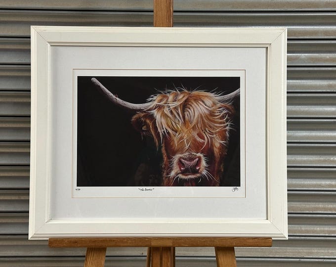 Giclee Print On German Etching Paper. Limited Edition 14/50 Titled ‘Wee Beastie’ A Highland Cow, by Samantha Morris