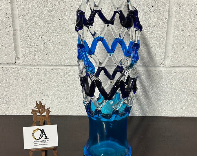 Beautiful Extra Large Murano Lattice Glass Vase