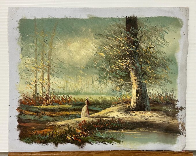 Beautiful Landscape Oil Painting On Linen Signed By Artist J Rhodes