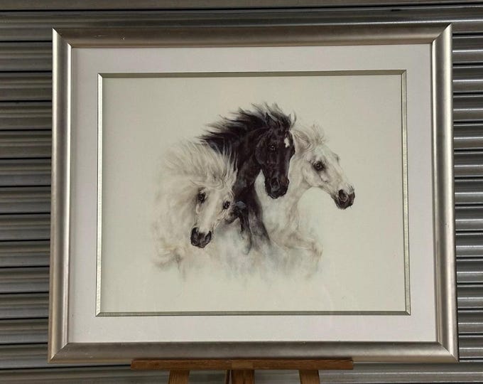 Large Stunning Framed Print Of Horses Signed By Artist Nikki