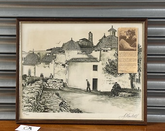 John Allan Kendall Limited Edition Print – Sepia Pen & Ink Wash Print Art