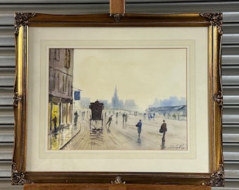 Stunning Watercolour Cityscape Scene By Artist Digby Page - Beautifully Framed