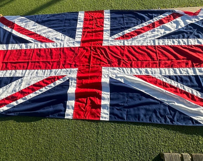 Large Vintage Panel Stitched Union Jack Flag Great Britain Flag