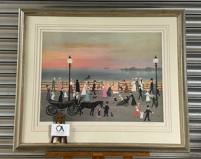 Helen Bradley (1900-1979)  "Evening on the Promenade",  signed, with blindstamp of The Fine Art Trade Guild, Colour Print